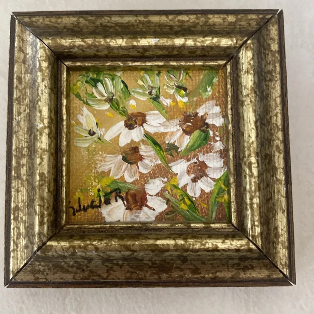 R. Lucier California painter miniature oil daisies paint